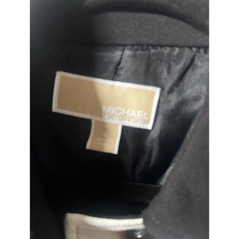 Michael Kors Colorblock Coat Size 4 Black Ivory Mod Retro Statement Jacket - Picture 3 of 8